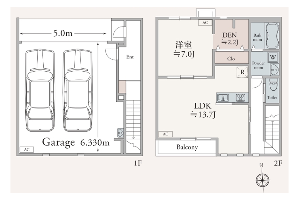 ガレージ内に並列2台駐車可能な貴重なガレージハウス loading=