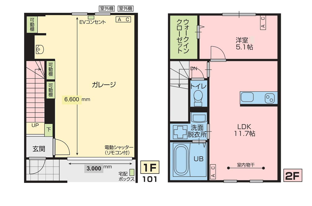 メゾネットタイプのガレージハウス loading=